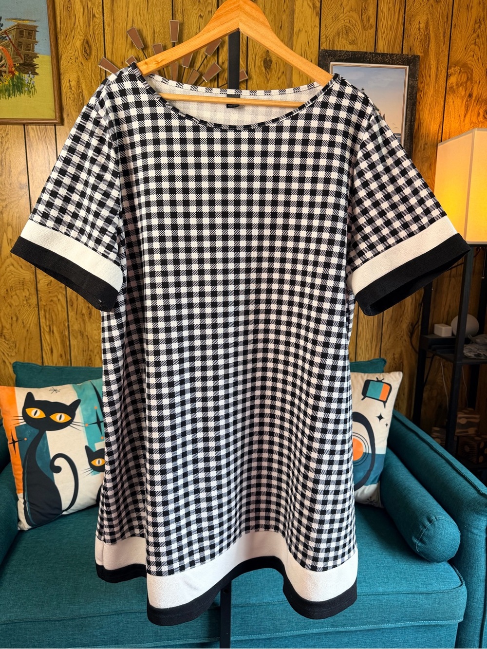 SHEIN Black and White Gingham Swing Dress